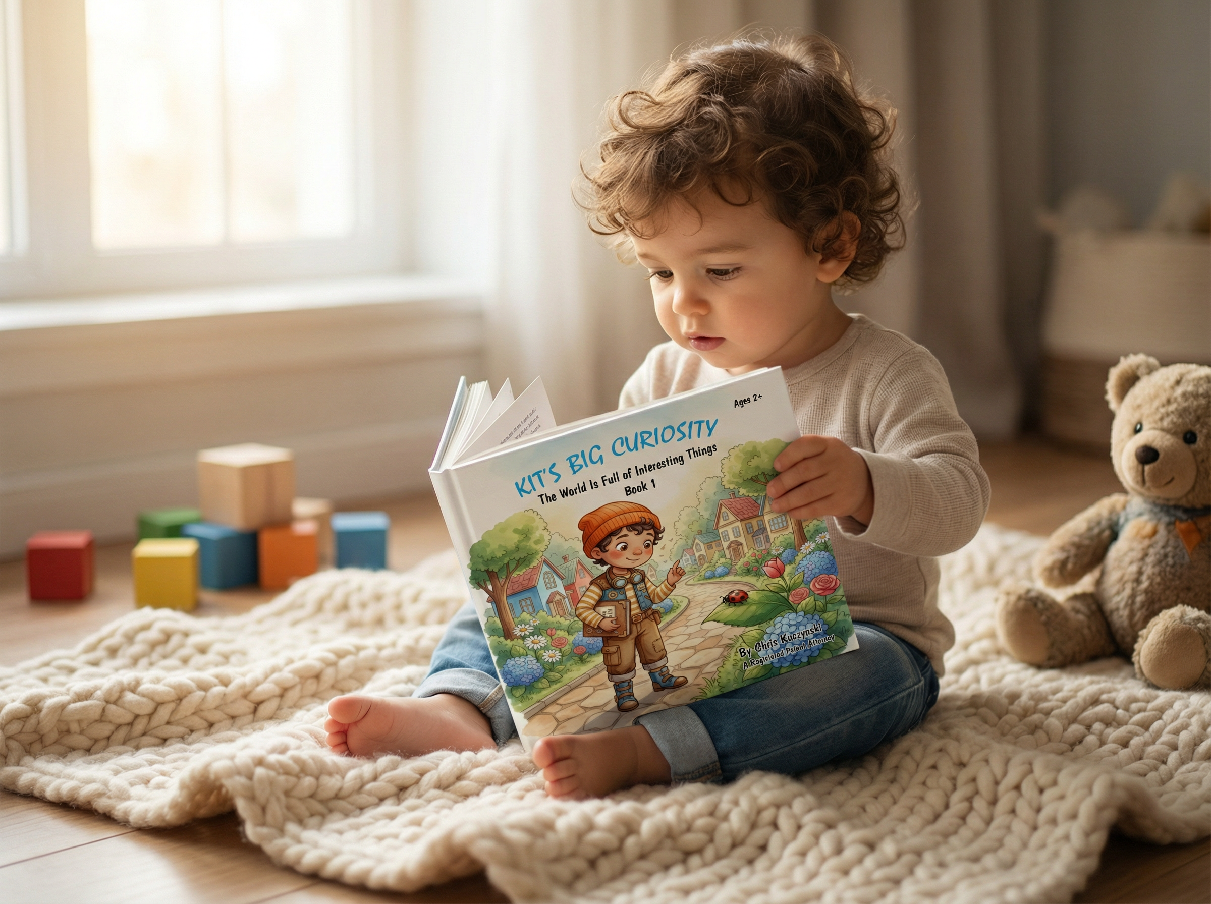 Parent and toddler reading Kit's Little Sparks board book together at home