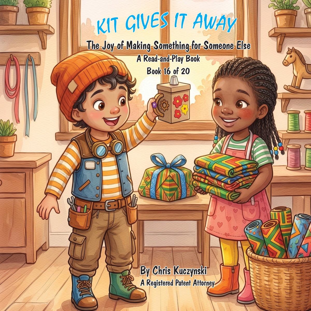 Kit Gives It Away: The Joy of Making Something for Someone Else, front cover (Book 16 of Kit's Little Sparks)