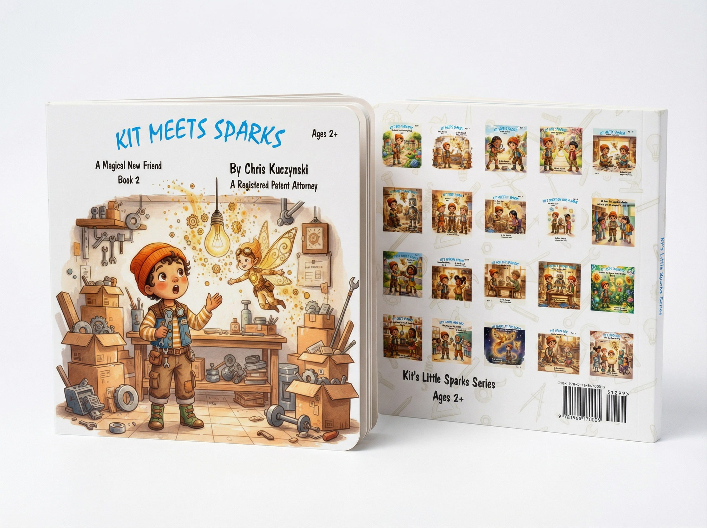 Children's book titled 'Kit Meets Sparks' with illustrations on the cover and spine. Kit Meets Sparks: A Magical New Friend (Book 2)
