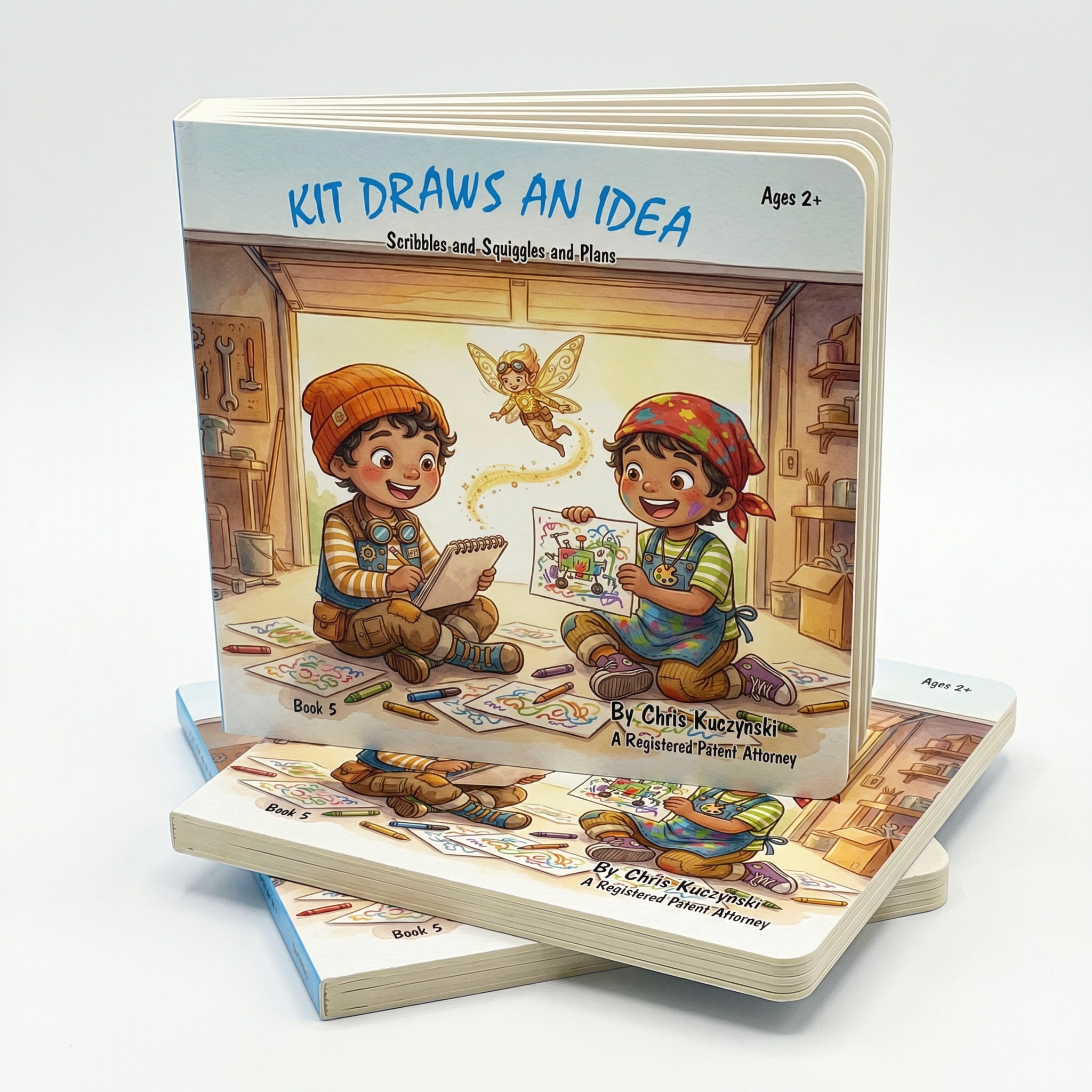 Children's book titled 'Kit Draws an Idea' on a white background. Kit Draws An Idea: Scribbles and Squiggles and Plans (Book 5)