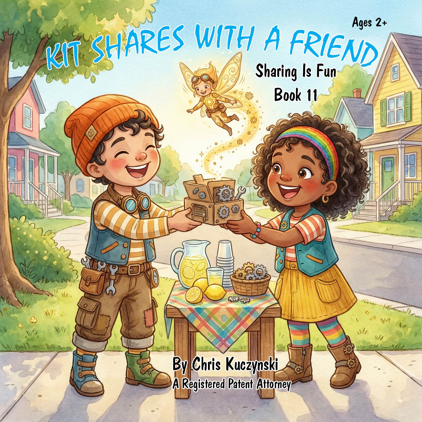 Book cover of 'Kit Shares with a Friend' featuring two children sharing a toy outdoors. Kit Shares With A Friend: Sharing Is Fun (Book 11)