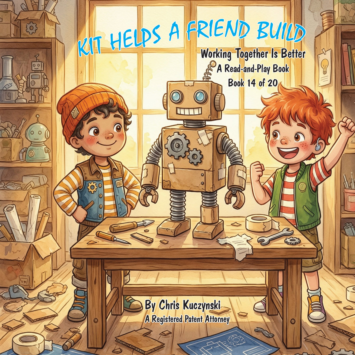 Kit Helps a Friend Build: Working Together Is Better, front cover (Book 14 of Kit's Little Sparks)